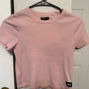 Vans Women's Light Pink Ribbed Tee